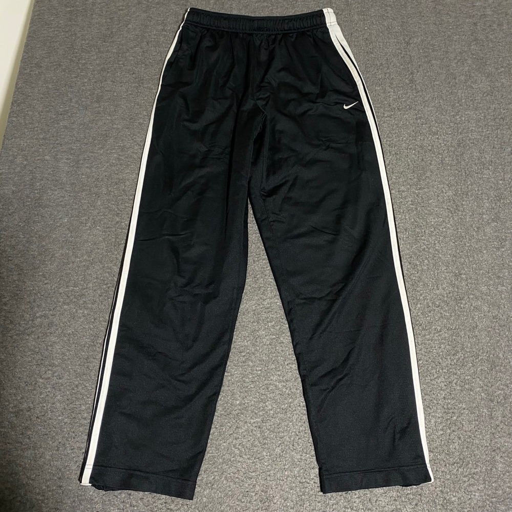 Nike Mens Track Pants Black White Side Stripe Athletic Sweatpants Large Vtg y2k